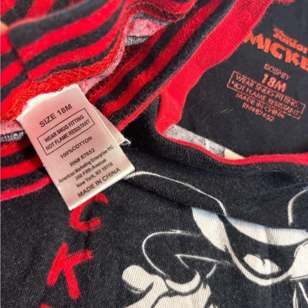 Disney Mickey Mouse Black and Red Kids Pajama Set 18 months- pants & long sleeve